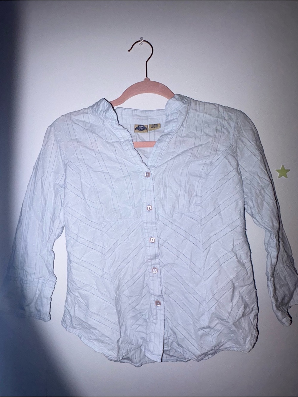 Light Blue Girls' Button-Down Chevron-Texture Shirt